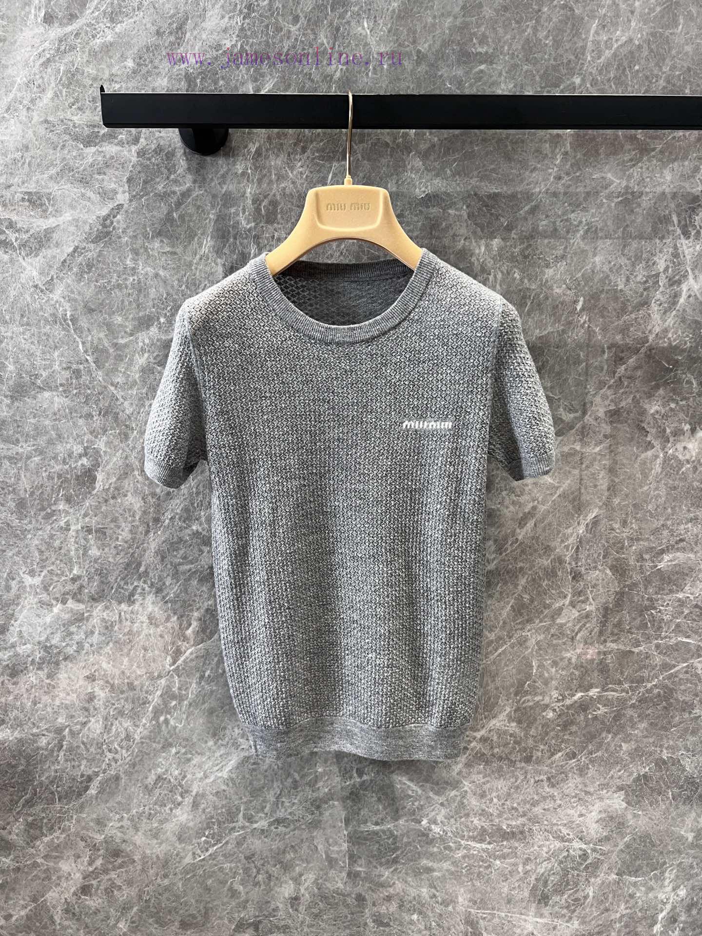 ZT61083 Miumi * 25Ss Summer New Micro Label Hollow Knitted Short Sleeve Top | Developed By Yb T ct3mcxlj - Image 2