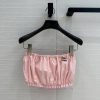 Hot Selling Recommendation BT77577 Stacked Tian Cai Strapless Tank Top With Elastic Pleats And gdjwtadc