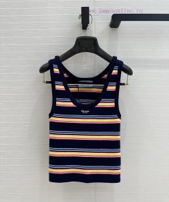 ️ High End BT76090 Pra * 25 Early Spring New Product Five Color Striped Knitted Vest Versatile hbzvqifu
