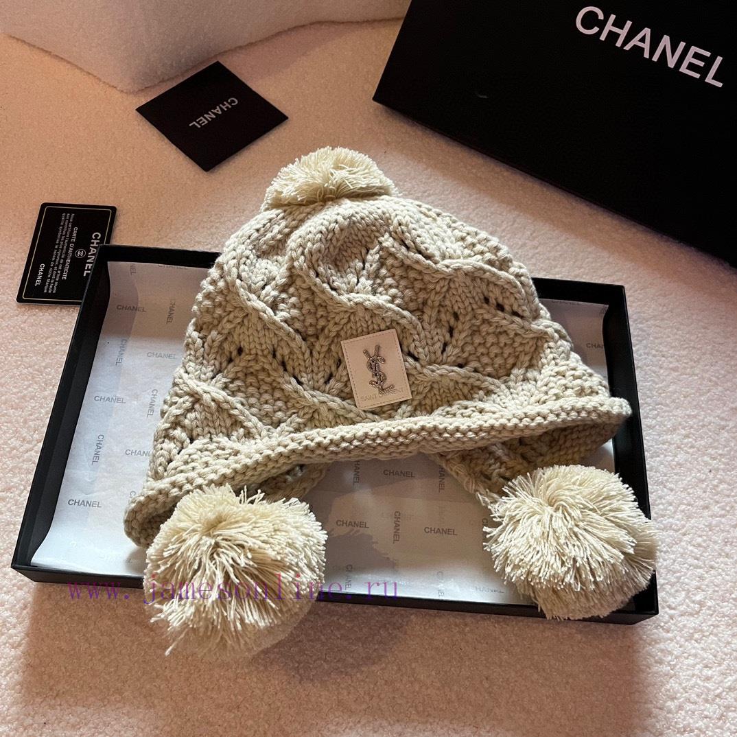 YSL Saint Laurent Autumn/Winter Ear Protection Hat, Warm Knitted Cold Hatilrvegmb - Image 2