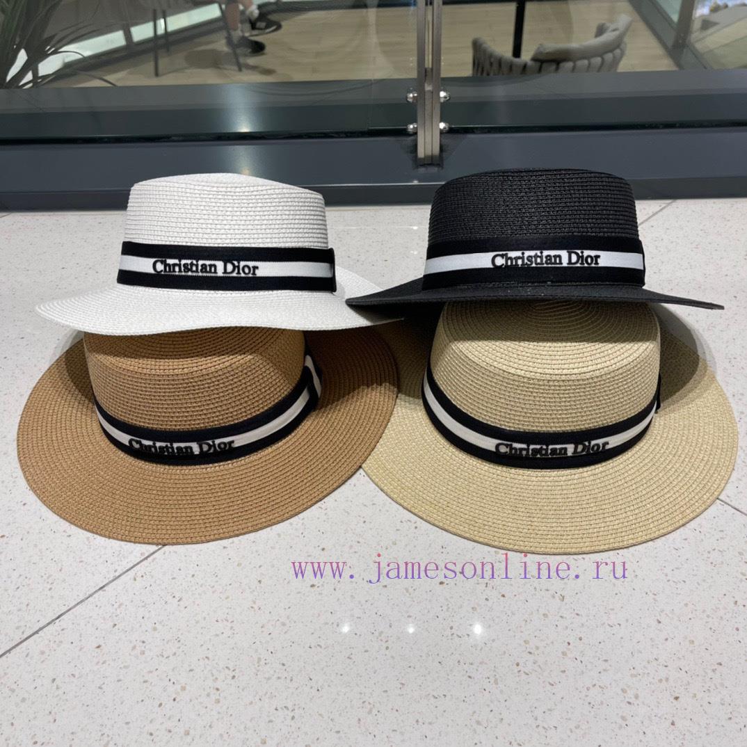 Dior's new straw hat, flat top bucket hat, black and white Mica with a head circumference of70eiramj