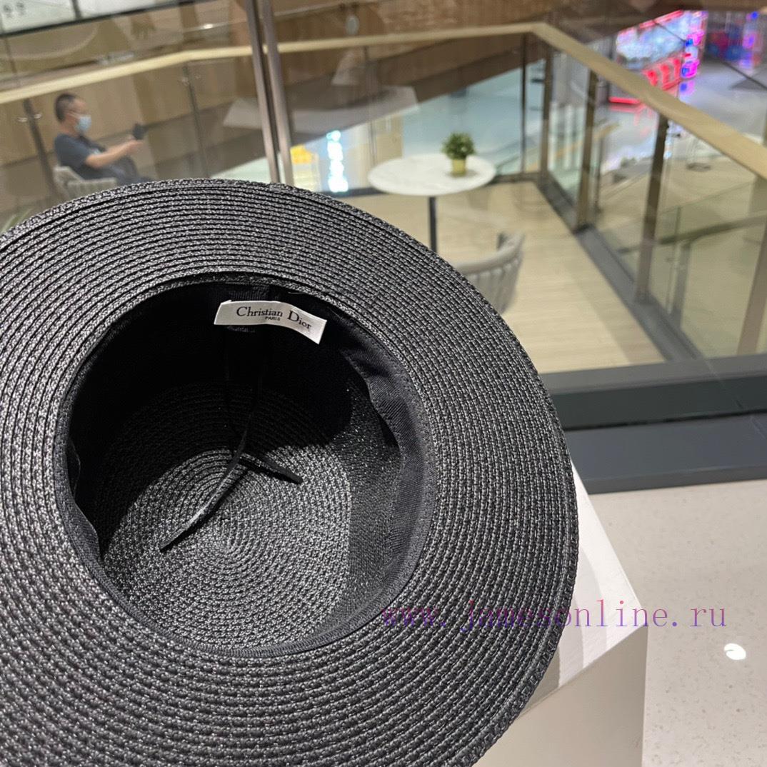 Dior's new straw hat, flat top bucket hat, black and white Mica with a head circumference of70eiramj - Image 10