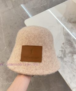 YSL Saint Laurent 2024 New Wool Brand Leather Label Plush Fisherman's HatVersatile Leisure~A2ex2shes
