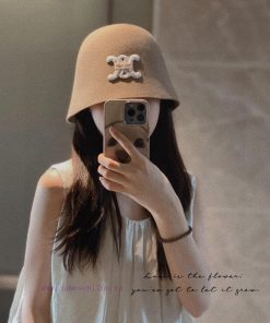 CELINE 2023 early autumn wool triumphal arch small bucket hat fisherman hat, simple Korean darir0kyv