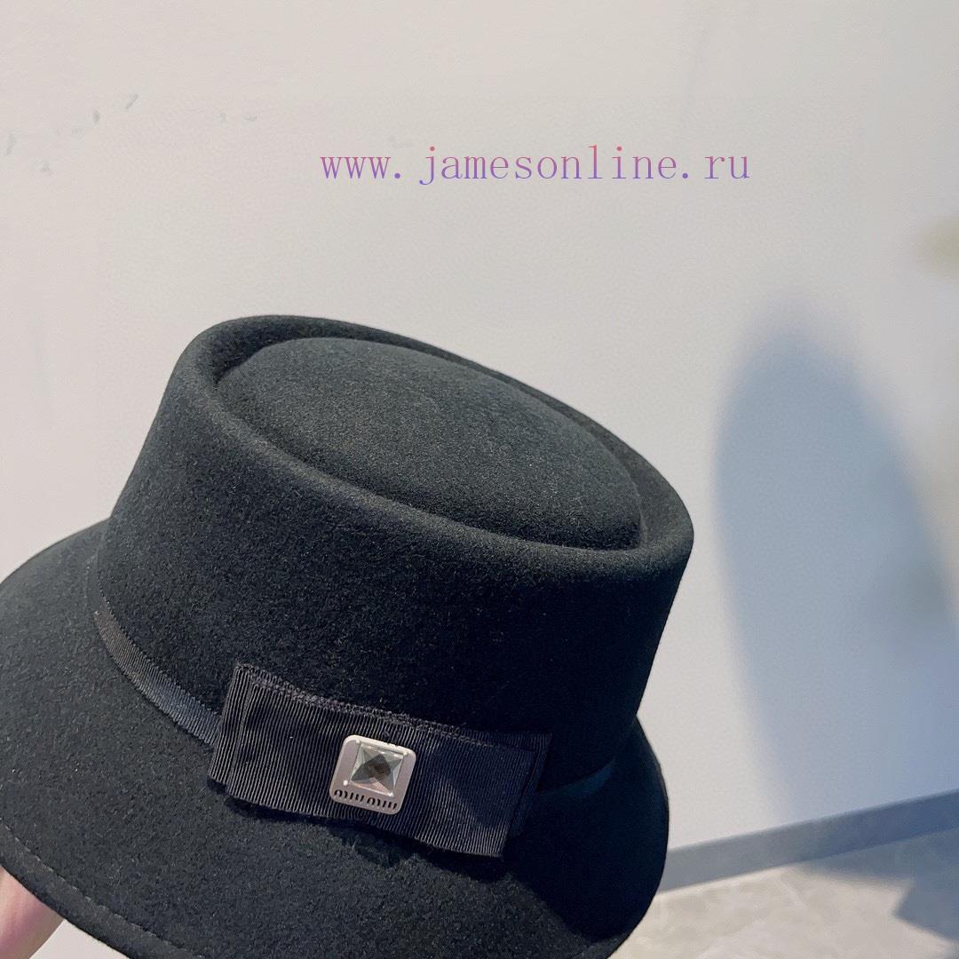 Miumiu autumn and winter new top hat, concave convex hat type top hat, 100% wool hat, head cb5ey9vbm - Image 6