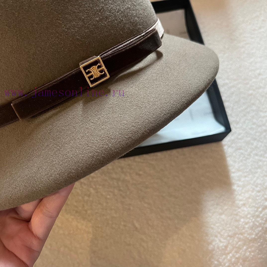 Celine's new autumn and winter woolen basin hat, made of 100% wool fabric, wool top hat, witdgzy0gr0 - Image 9