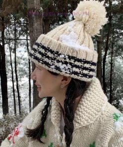 New styleSame style as Korean bloggerCustomized vintage Chanellogo knitted hatBlack beige</pdvy27nh0