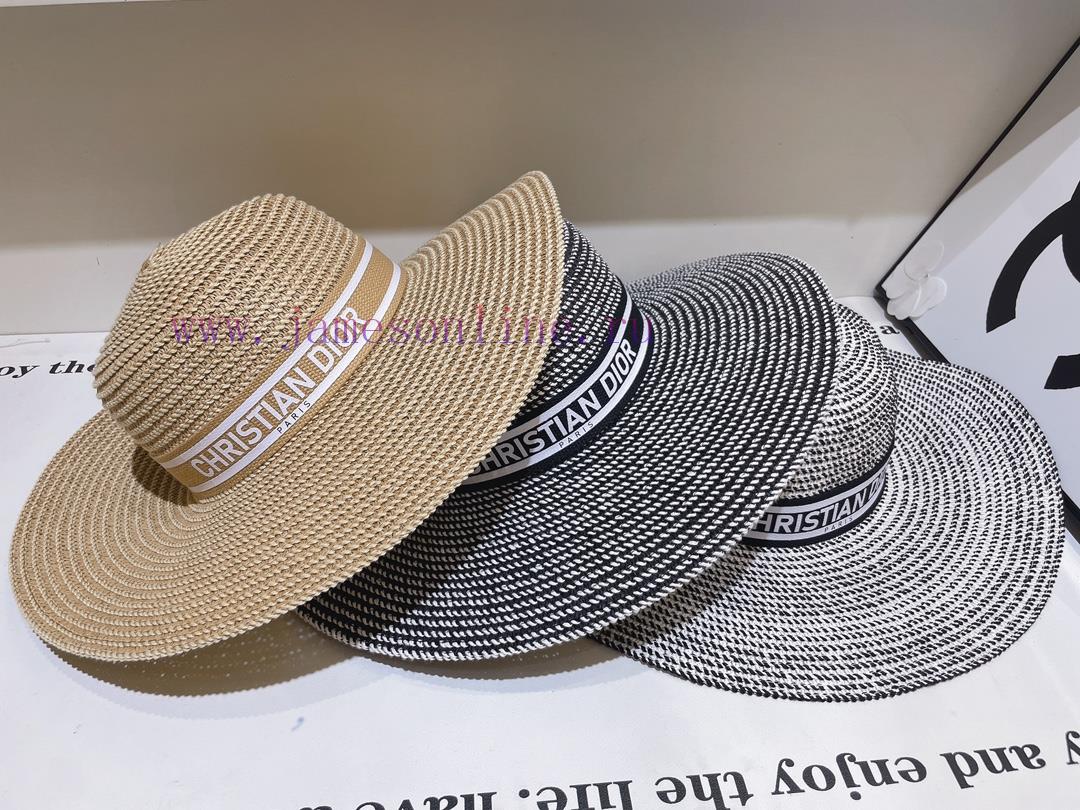 DIOR 2024 New Cotton Yarn Ribbon Straw Hat with Large Edges, a must-have for going out and sn74nb71z - Image 2
