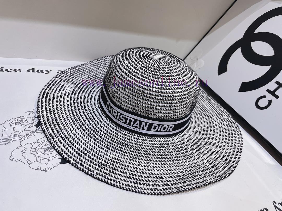 DIOR 2024 New Cotton Yarn Ribbon Straw Hat with Large Edges, a must-have for going out and sn74nb71z - Image 3