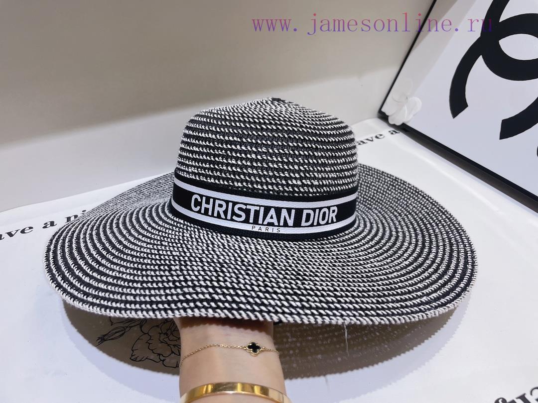 DIOR 2024 New Cotton Yarn Ribbon Straw Hat with Large Edges, a must-have for going out and sn74nb71z - Image 5
