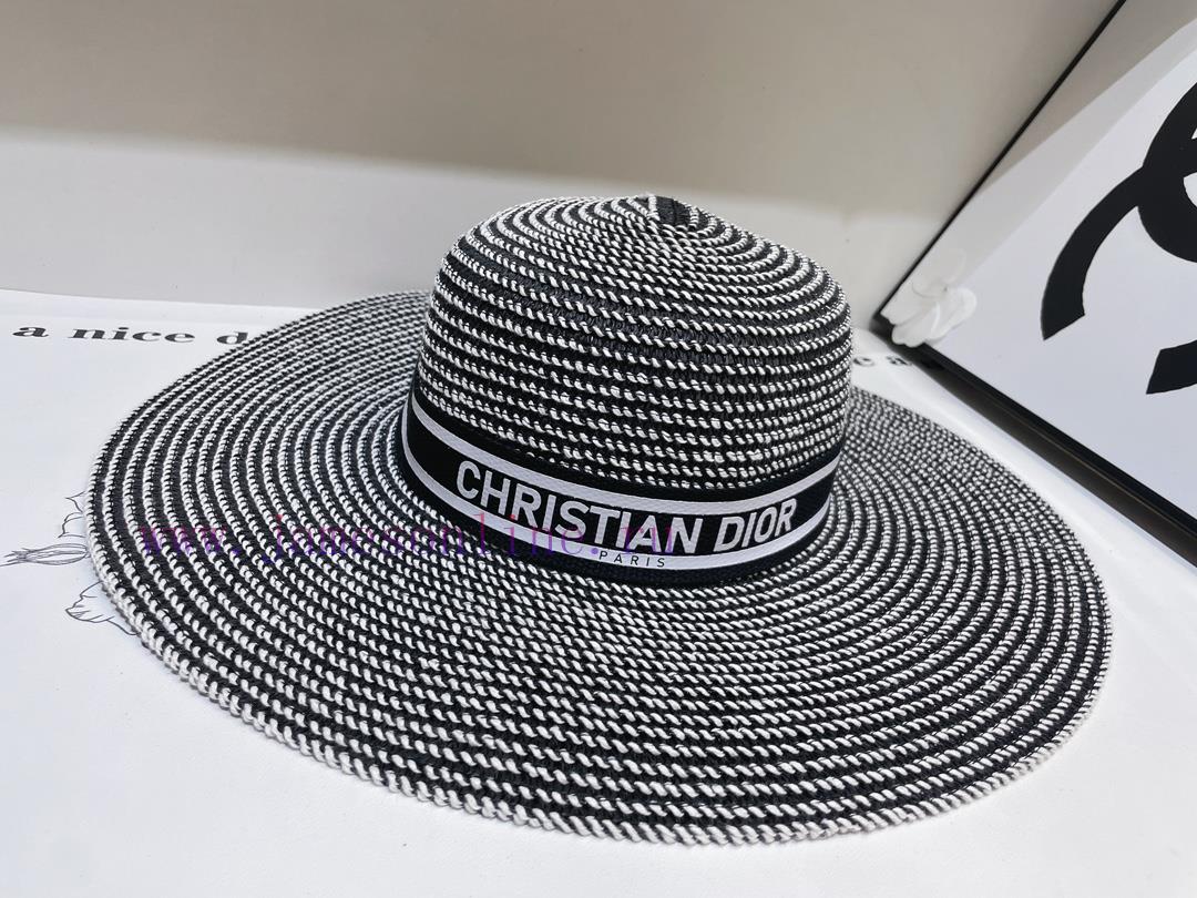 DIOR 2024 New Cotton Yarn Ribbon Straw Hat with Large Edges, a must-have for going out and sn74nb71z - Image 7