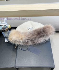 PRADA Prada imitation raccoon fur thick warm Mongolian hat women's winter bow ear protection3mw2hx6q