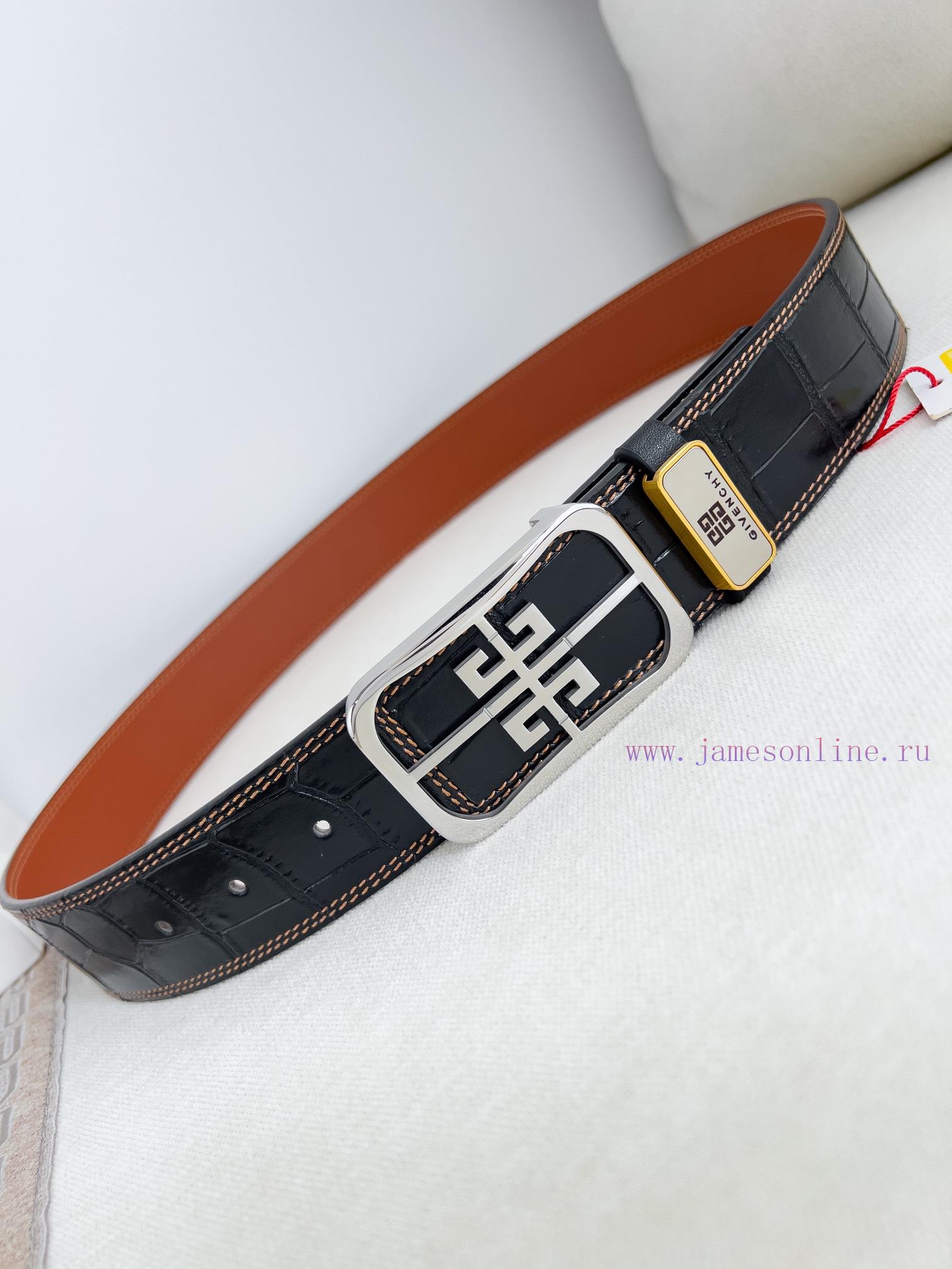Givenchy GIVENCHY Belt ️ BeltBuckle, smooth buckle made of pure steel material, leather belt wqxq1535 - Image 4