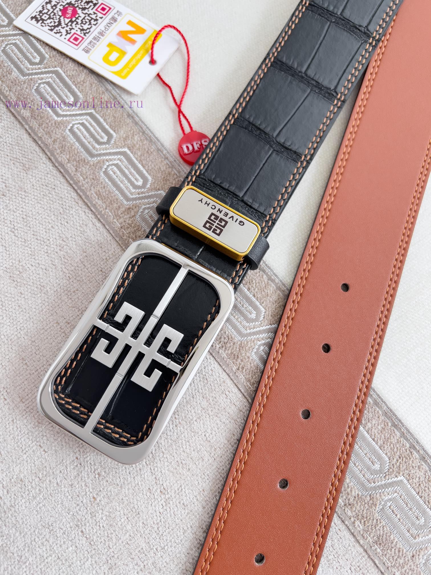 Givenchy GIVENCHY Belt ️ BeltBuckle, smooth buckle made of pure steel material, leather belt wqxq1535 - Image 7