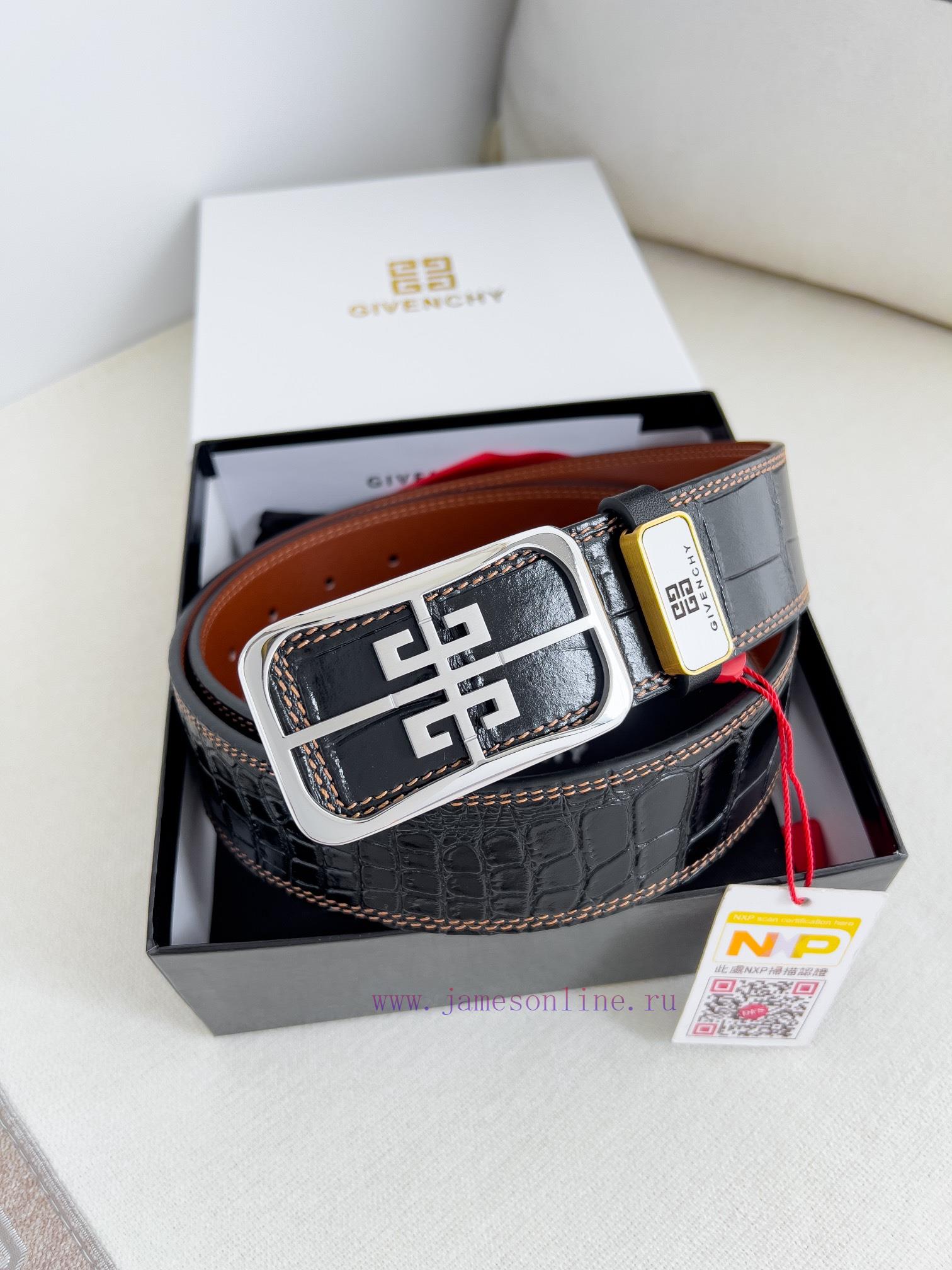 Givenchy GIVENCHY Belt ️ BeltBuckle, smooth buckle made of pure steel material, leather belt 97oh11xl - Image 3
