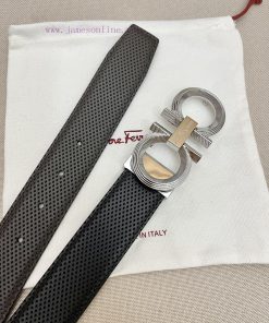 Ferragamo men's paired metal buckle, top layer cowhide double-sided external waistband, suit 9rshoxry
