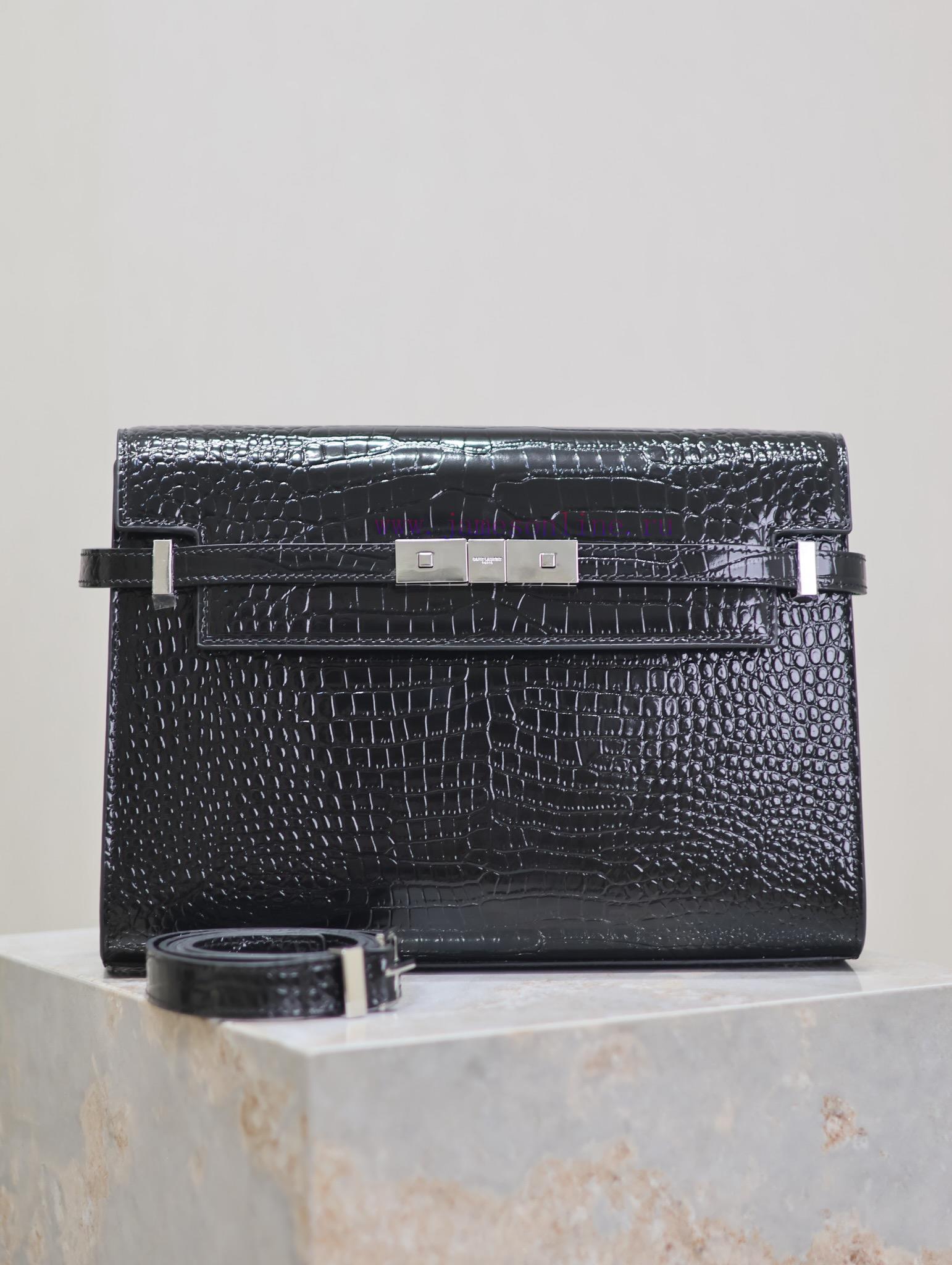 Yves Saint Laurent Bags Black silver button crocodile patternManhattan_29cmThe flip Manhattan baguette bag changes t trqewr1h - Image 2