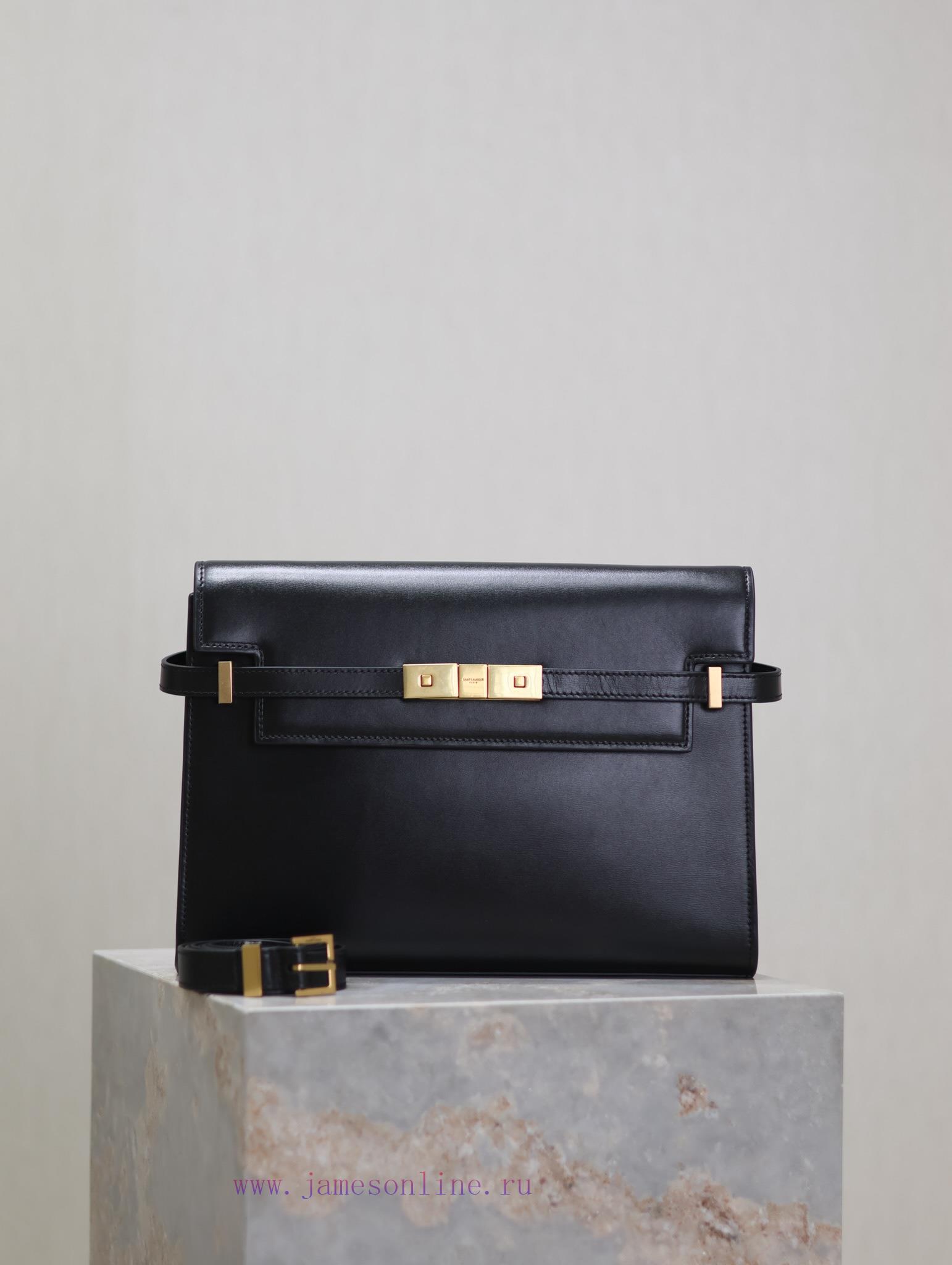 Yves Saint Laurent Bags Black gold buckleManhattan_29cmThe flip Manhattan baguette bag changes the classic logo of t 1p4e3dro
