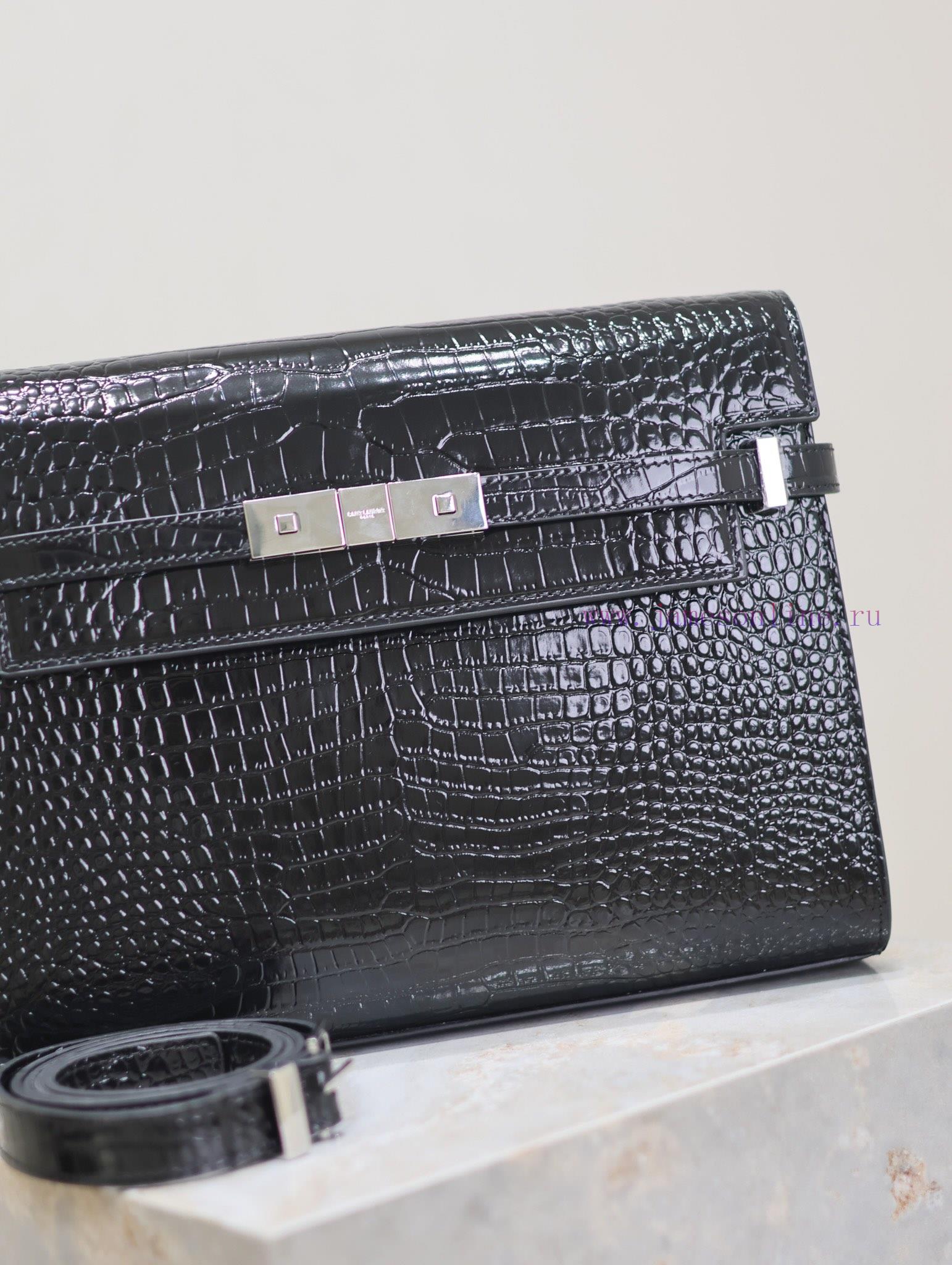 Yves Saint Laurent Bags Black silver button crocodile patternManhattan_29cmThe flip Manhattan baguette bag changes t trqewr1h - Image 4
