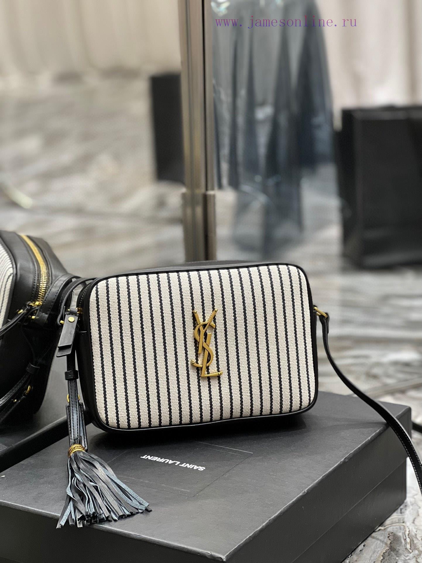 Yves Saint Laurent Bags 𝑳𝒐𝒖 Camera bag _ Black striped gold buckle with cowhideTop level imported Italian cowhide ca 2589vfyj - Image 3