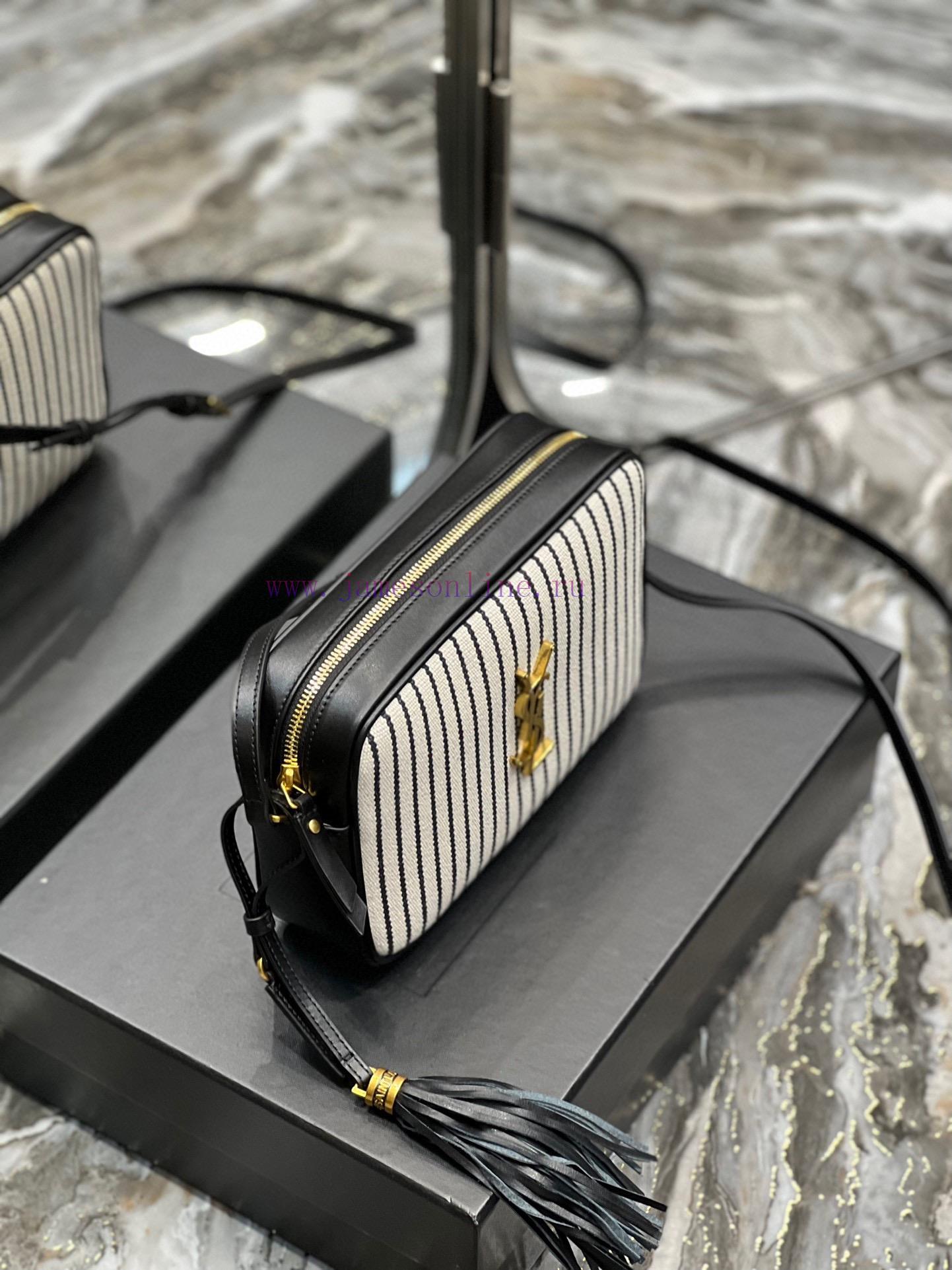 Yves Saint Laurent Bags 𝑳𝒐𝒖 Camera bag _ Black striped gold buckle with cowhideTop level imported Italian cowhide ca 2589vfyj - Image 5