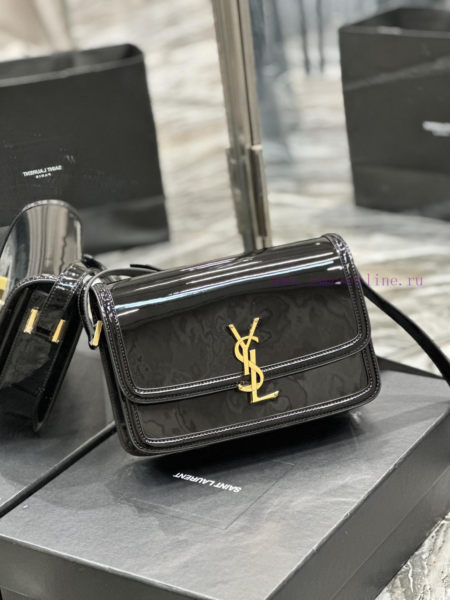 Yves Saint Laurent Bags 𝑺𝑶𝑳𝑭𝑬𝑹𝑰𝑵𝑶 𝑩𝑶𝑿 Black gold buckle patent leather_23cmMust be popular, it conquered the entire g12bsvhx - Image 3
