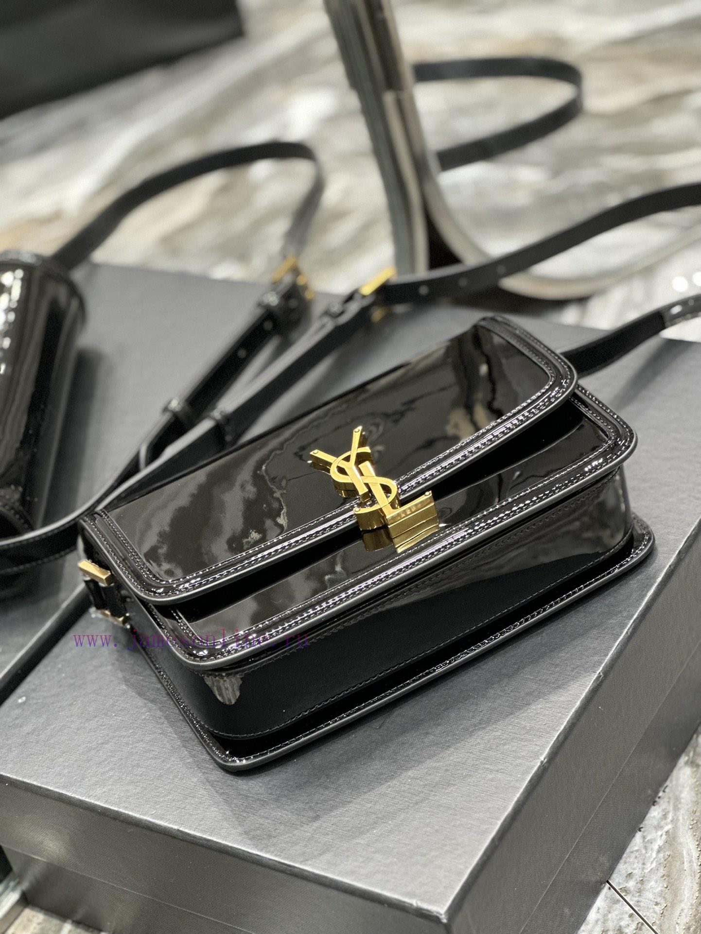 Yves Saint Laurent Bags 𝑺𝑶𝑳𝑭𝑬𝑹𝑰𝑵𝑶 𝑩𝑶𝑿 Black gold buckle patent leather_23cmMust be popular, it conquered the entire g12bsvhx - Image 7