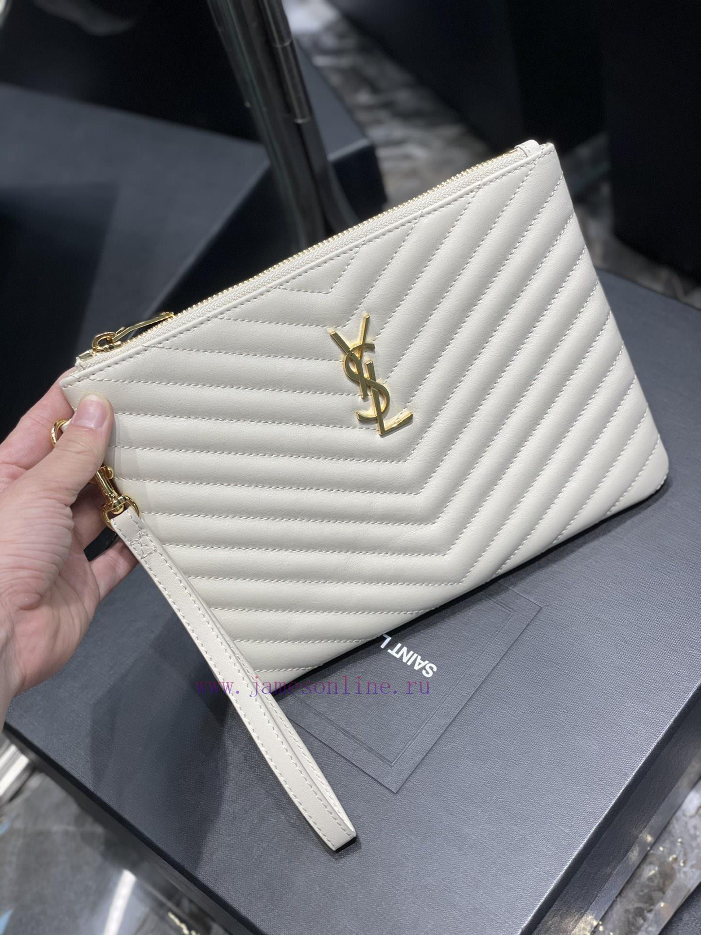 Yves Saint Laurent Bags 𝑴𝒐𝒏𝒐𝒈𝒓𝒂𝒎 Jacquard splicing file handbag, made of original calf leather satin lining, top zip pi6utbay - Image 6