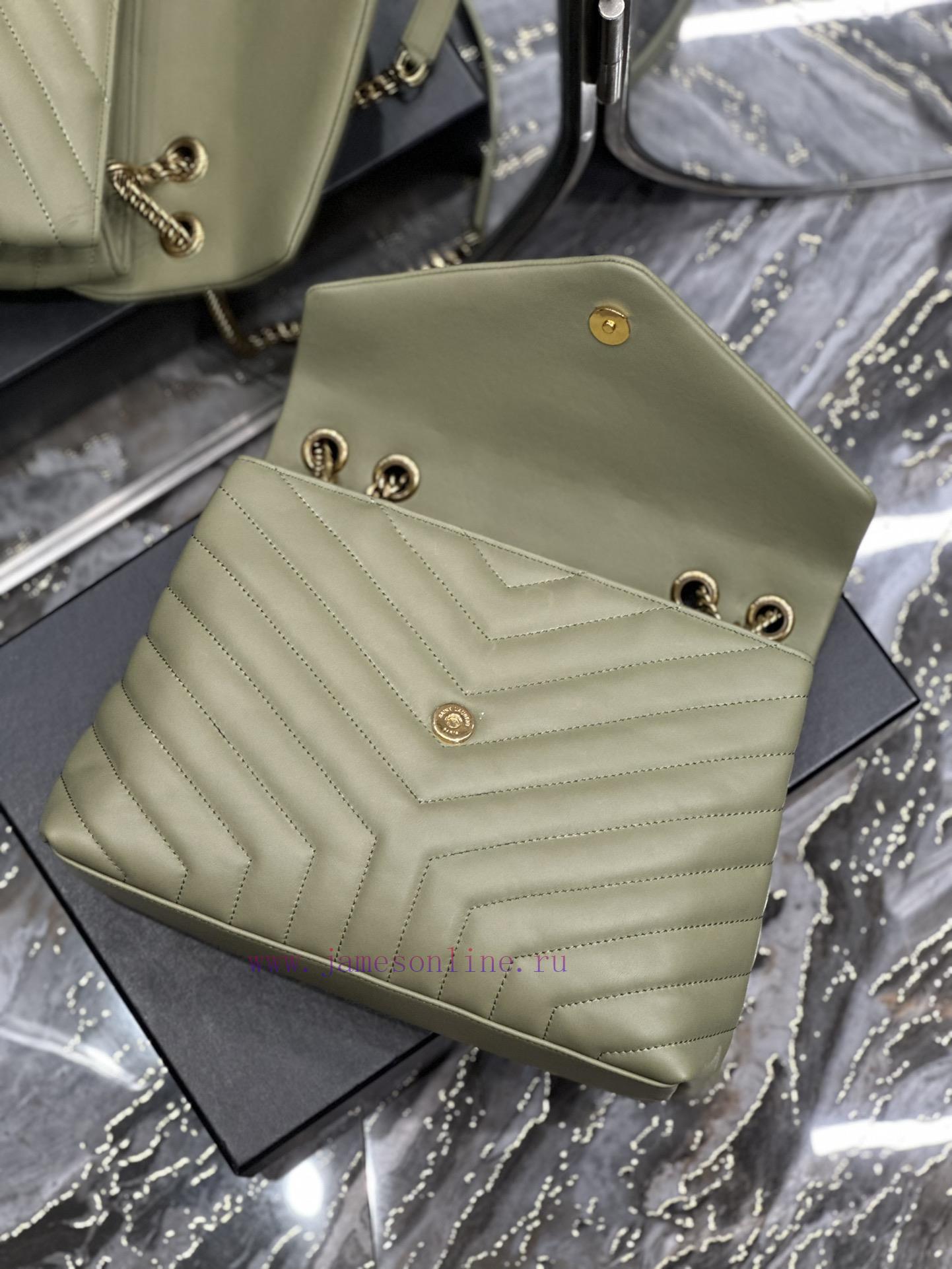 Yves Saint Laurent Bags ▪ 𝑳𝑶𝑼𝑳𝑶𝑼 New colorAvocado green with gold buckle_The latest upgraded version of LOULOU Medi wrssx60g - Image 9
