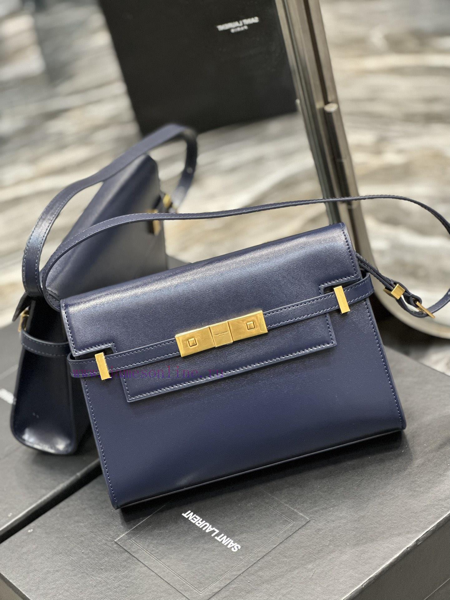 Yves Saint Laurent Bags 𝙈𝙖𝙣𝙝𝙖𝙩𝙖𝙣𝟮𝟰𝙘𝙢 Blue_Synchronized with the new Manhattan baguette bag, small size 24cm, newly a 12vs1l00 - Image 3