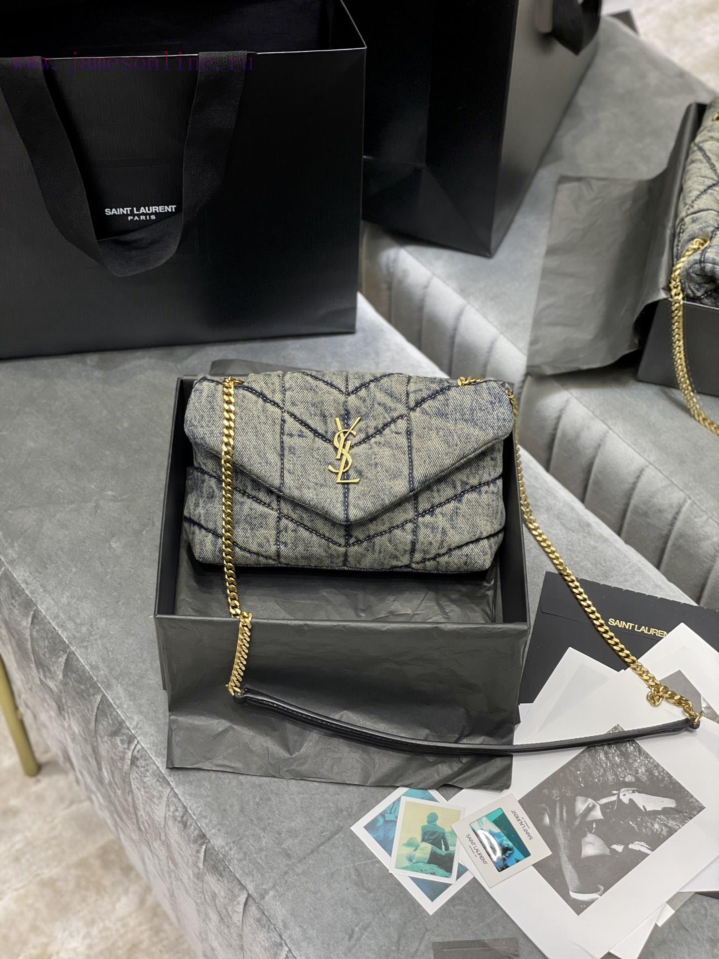Yves Saint Laurent Bags Loulou Puffer hung up _ 23cmBlack shoulder strap_Don't be fooled by this series of denim bag wrti8kur