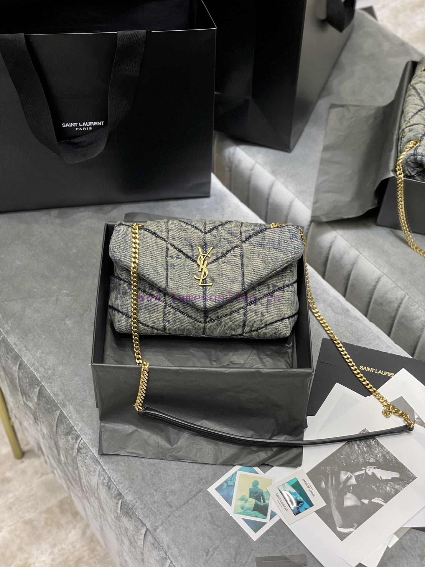 Yves Saint Laurent Bags Loulou Puffer hung up _ 23cmBlack shoulder strap_Don't be fooled by this series of denim bag wrti8kur - Image 2