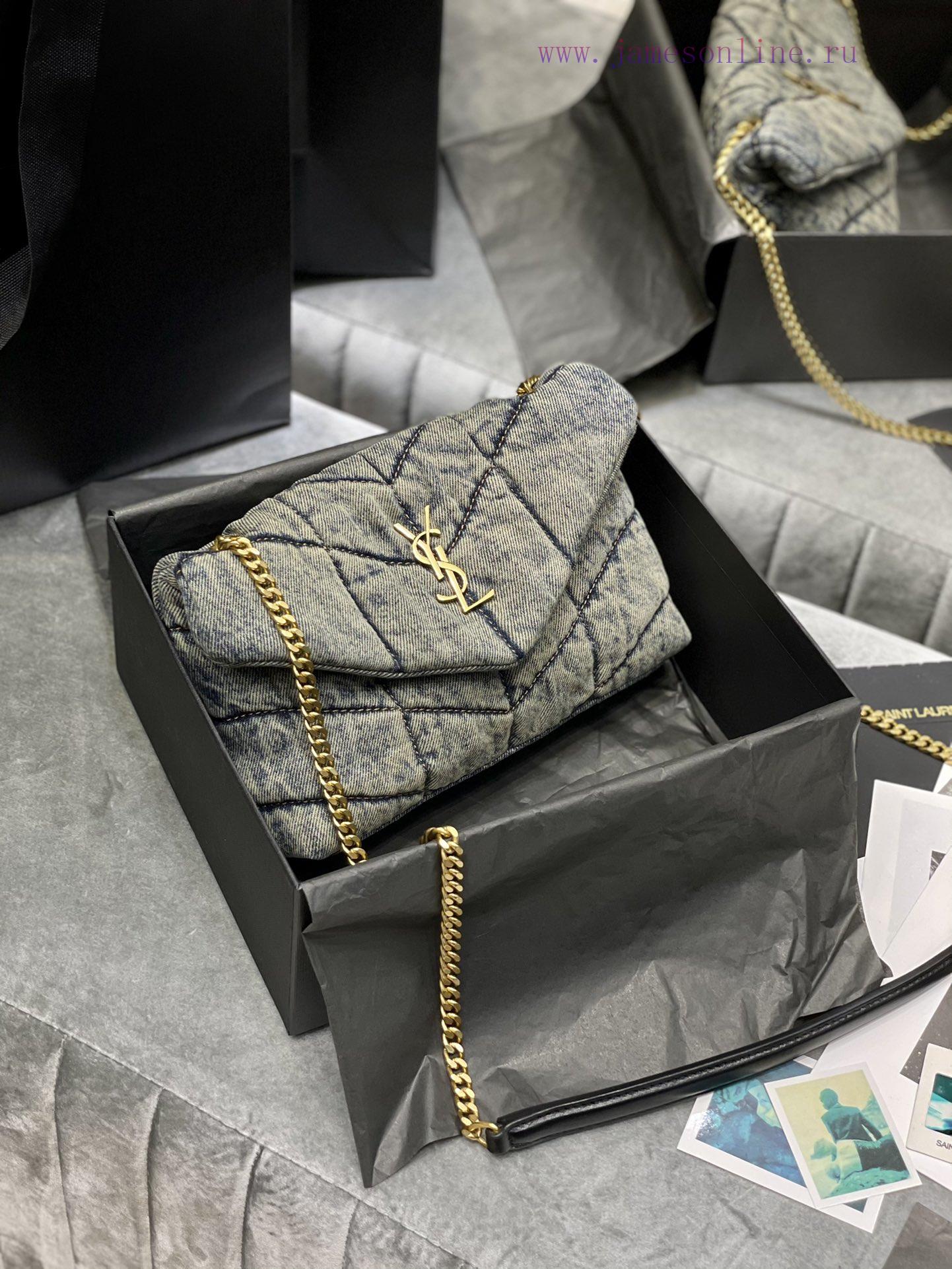 Yves Saint Laurent Bags Loulou Puffer hung up _ 23cmBlack shoulder strap_Don't be fooled by this series of denim bag wrti8kur - Image 3