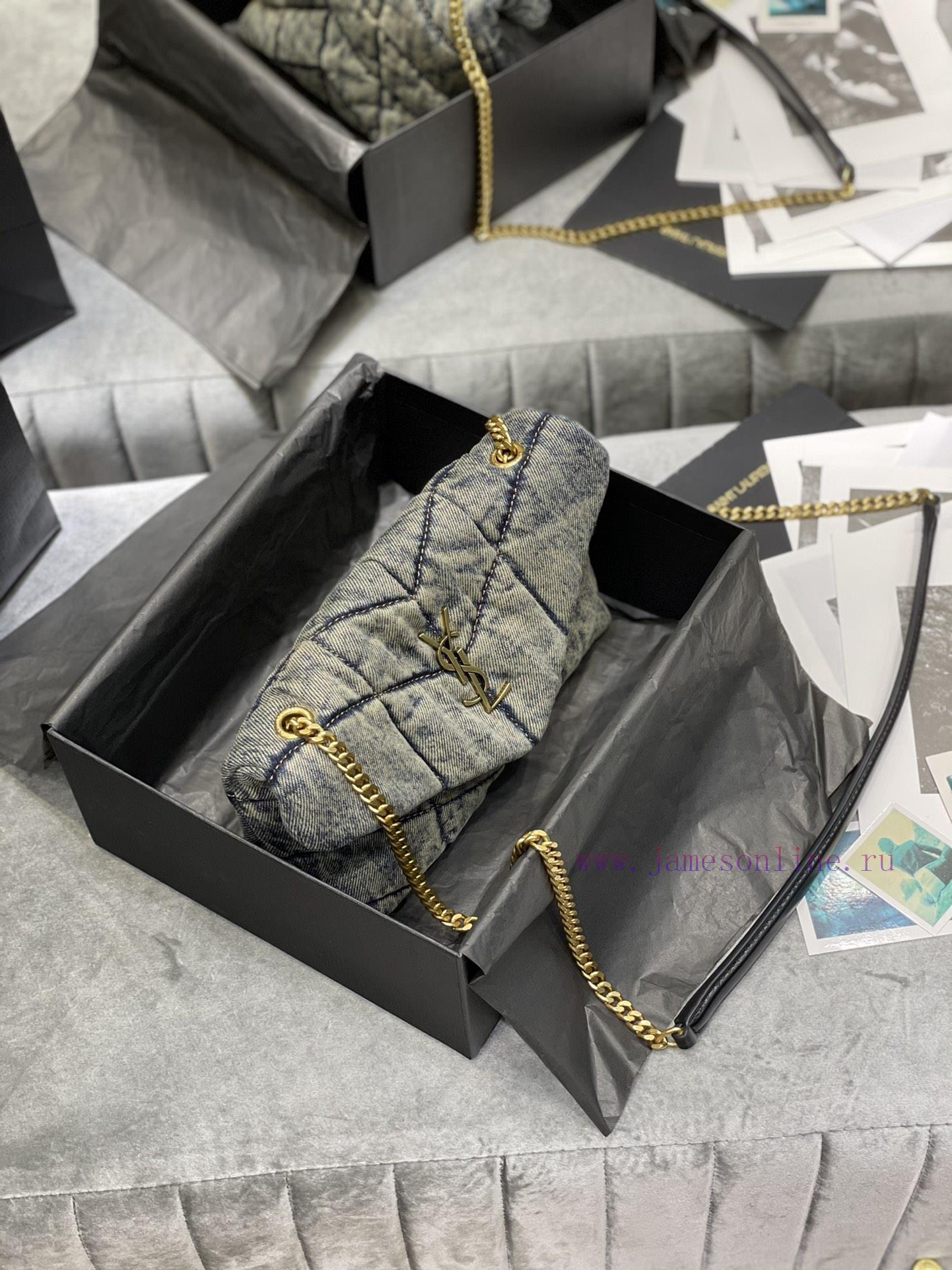 Yves Saint Laurent Bags Loulou Puffer hung up _ 23cmBlack shoulder strap_Don't be fooled by this series of denim bag wrti8kur - Image 4