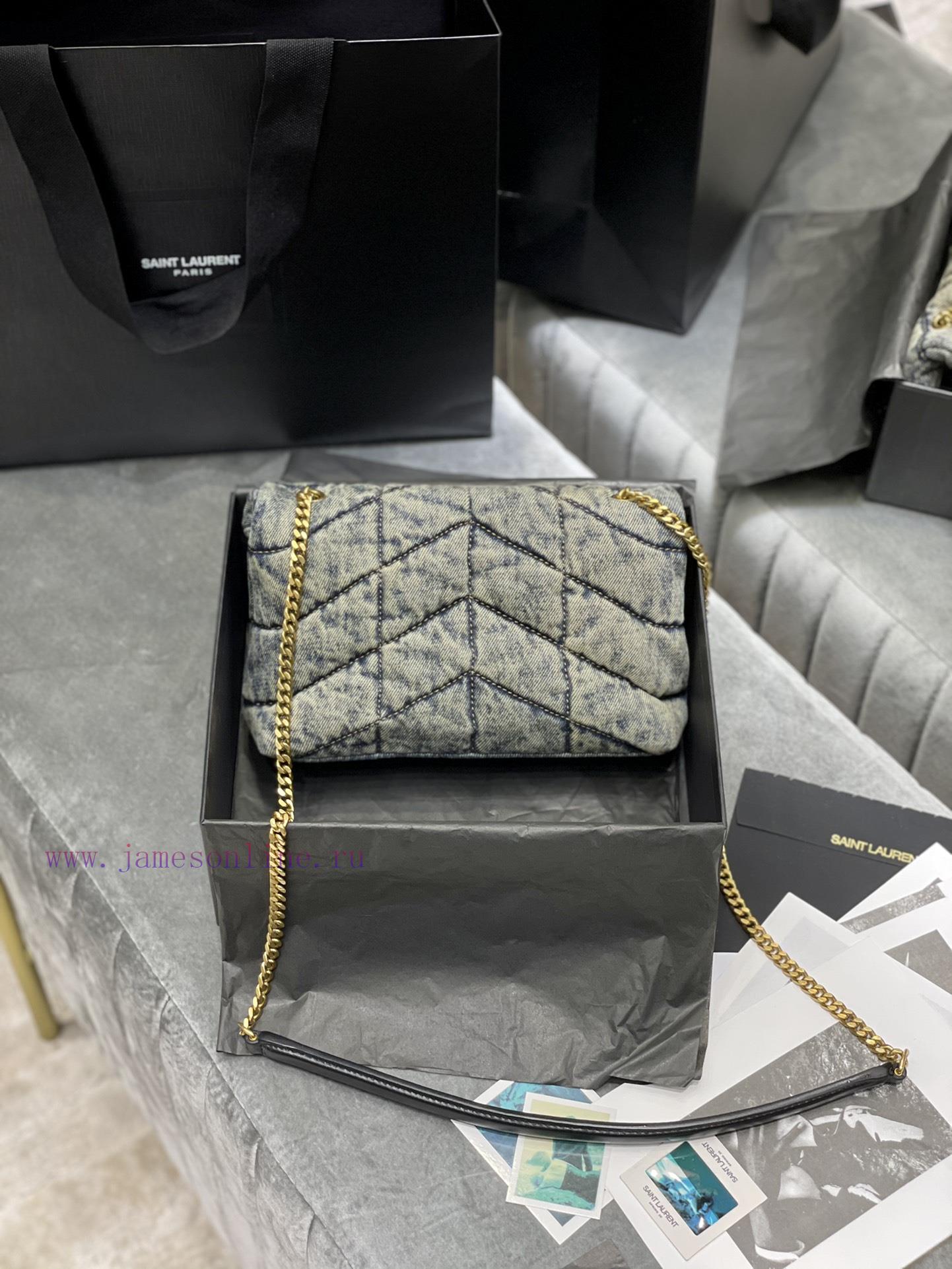 Yves Saint Laurent Bags Loulou Puffer hung up _ 23cmBlack shoulder strap_Don't be fooled by this series of denim bag wrti8kur - Image 6