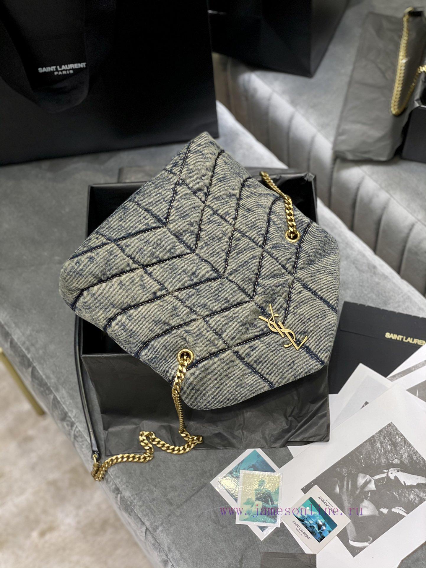 Yves Saint Laurent Bags Loulou Puffer hung up _ 23cmBlack shoulder strap_Don't be fooled by this series of denim bag wrti8kur - Image 7