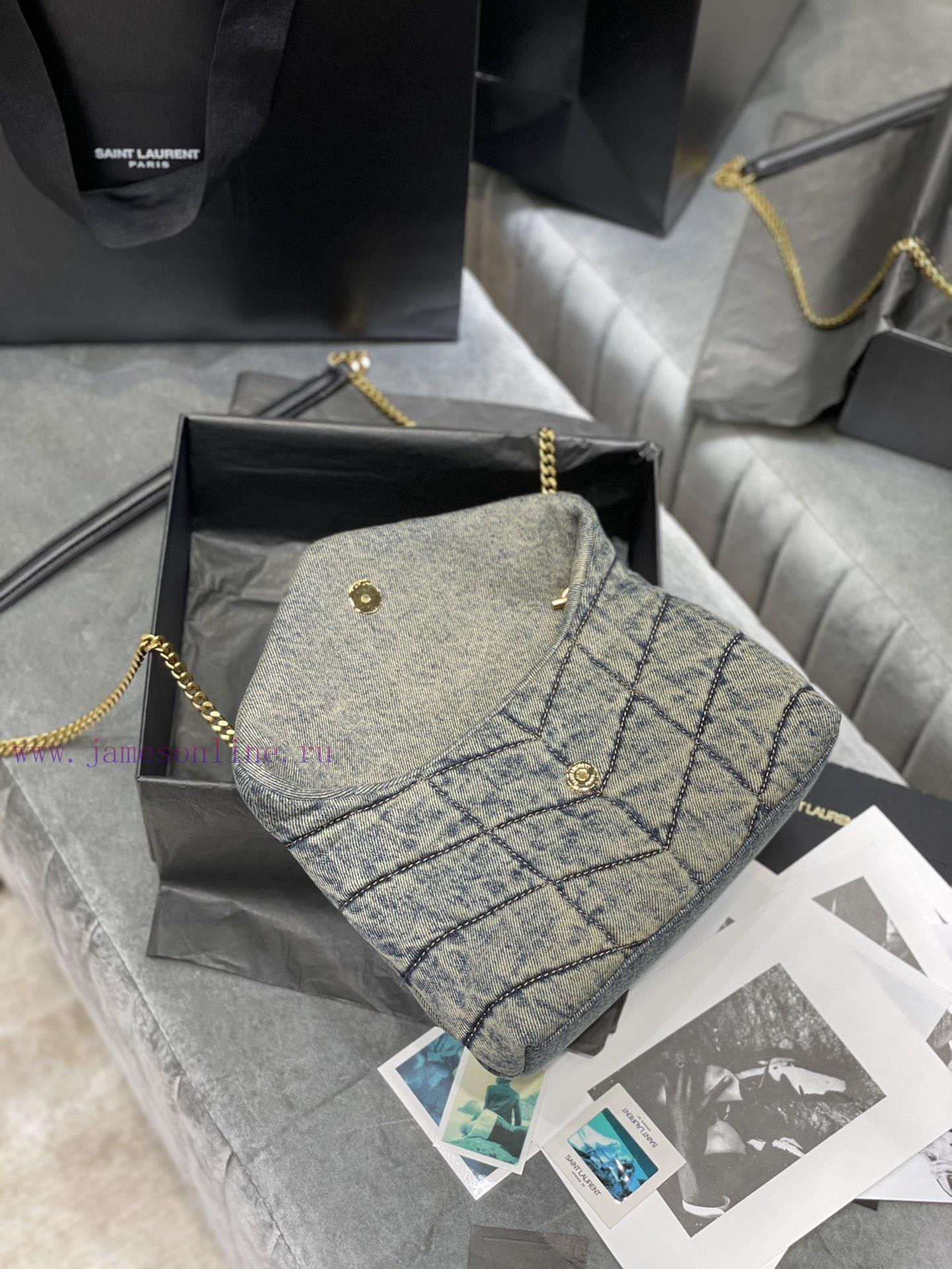 Yves Saint Laurent Bags Loulou Puffer hung up _ 23cmBlack shoulder strap_Don't be fooled by this series of denim bag wrti8kur - Image 9