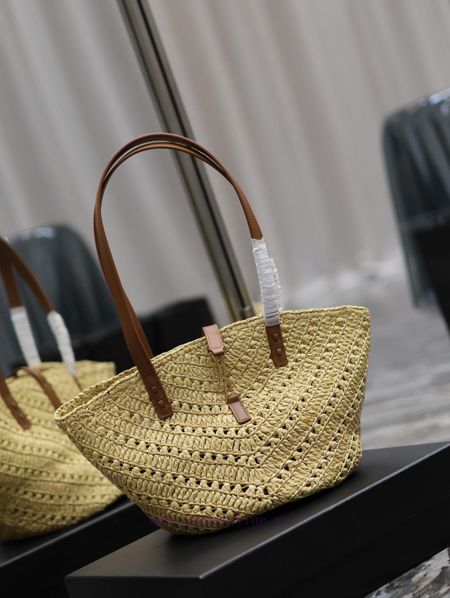 Yves Saint Laurent Bags Apricot SmallPANIER vegetable basket V-shaped hollow woven straw tote bag_The exquisite Pari igb9da0s - Image 3