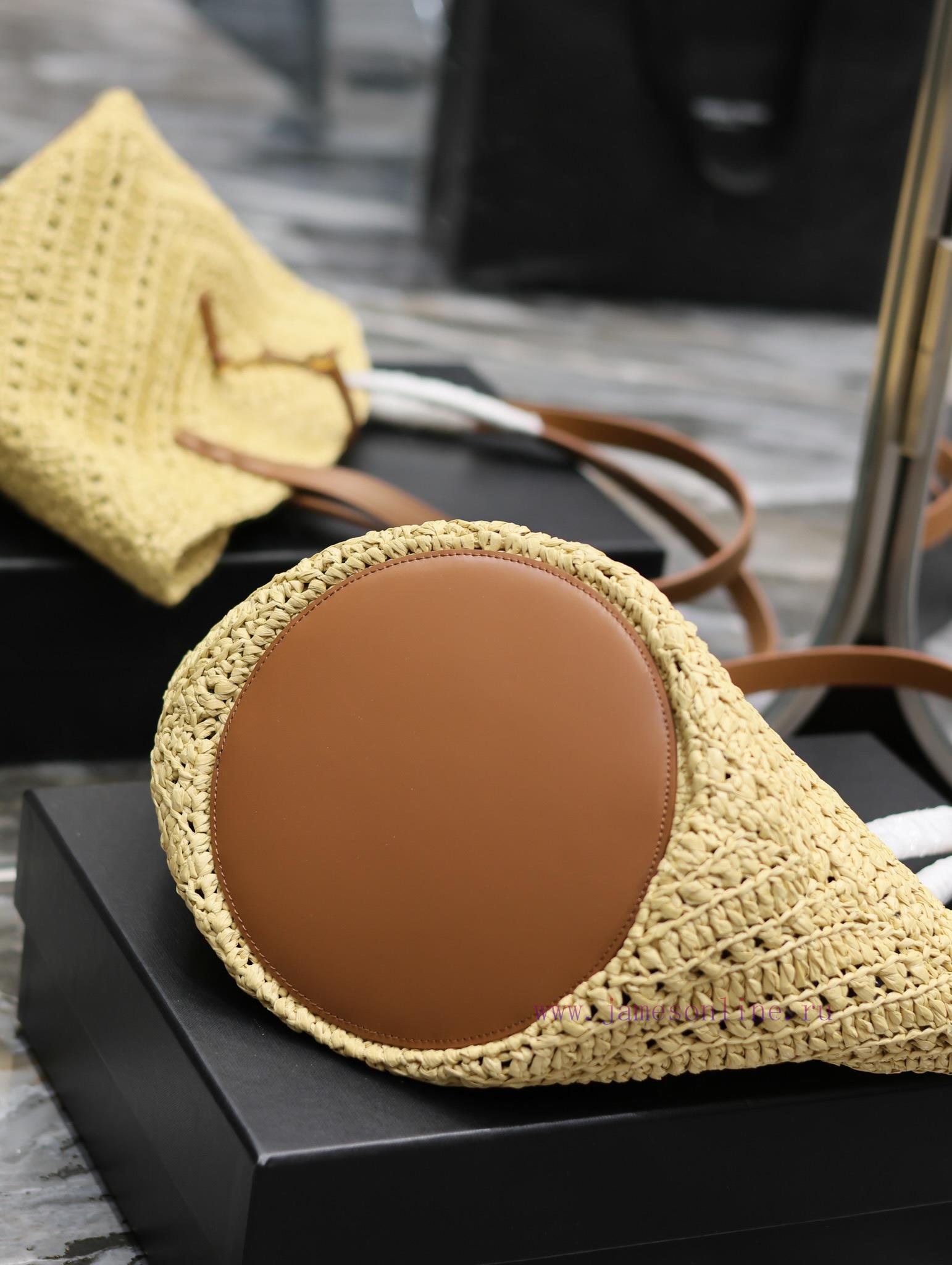 Yves Saint Laurent Bags Apricot SmallPANIER vegetable basket V-shaped hollow woven straw tote bag_The exquisite Pari igb9da0s - Image 10