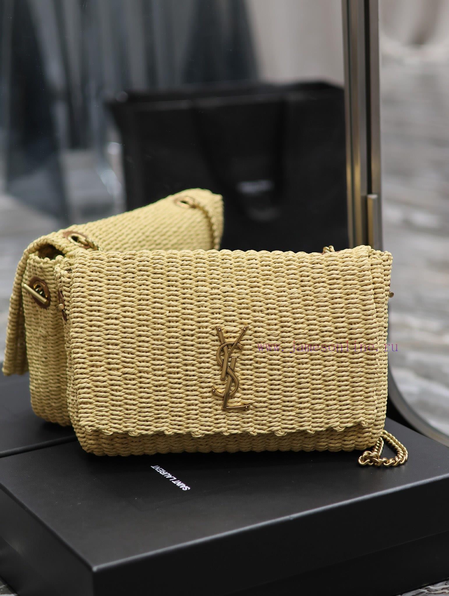 Yves Saint Laurent Bags Apricot colorKate_ Lafite Grass Vine Weaving Craft Chain BagFull of artistic atmosphere~Lafi ibduwwff