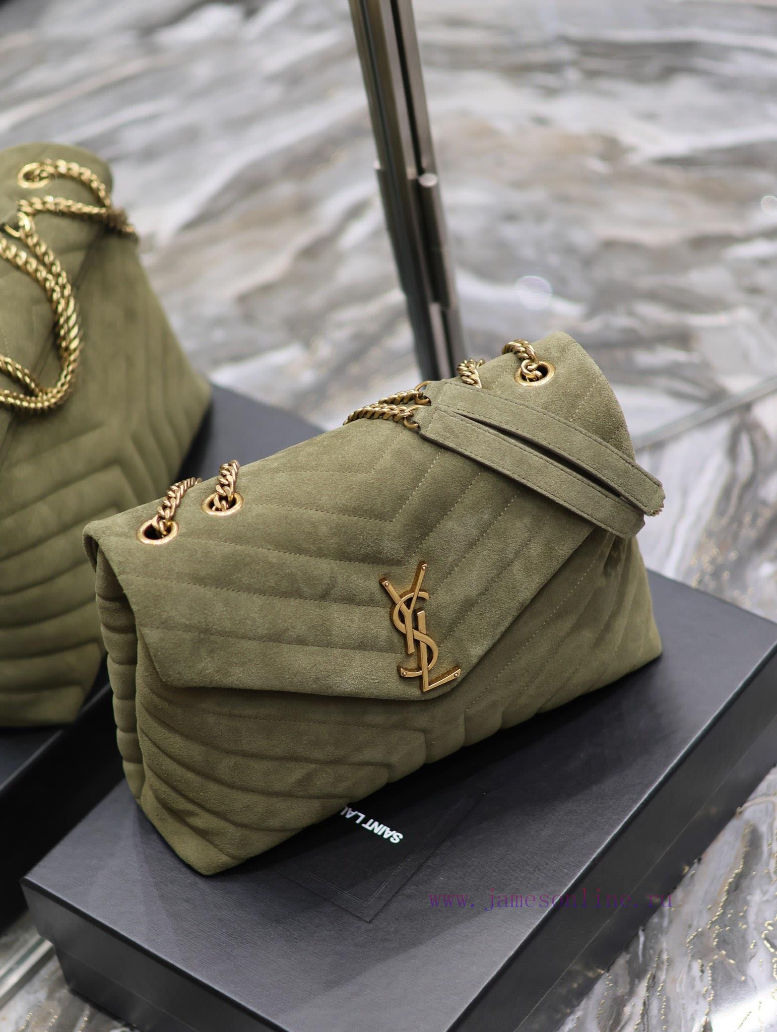 Yves Saint Laurent Bags Loulou_32cm military green frosted leatherA bag suitable for carrying in winter, it has arri svuldmp5 - Image 4
