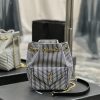 Yves Saint Laurent Bags NEW denim striped gold buckleJOE_The latest V-shaped quilted mini bucket bag has arrived. It tvkvx63a