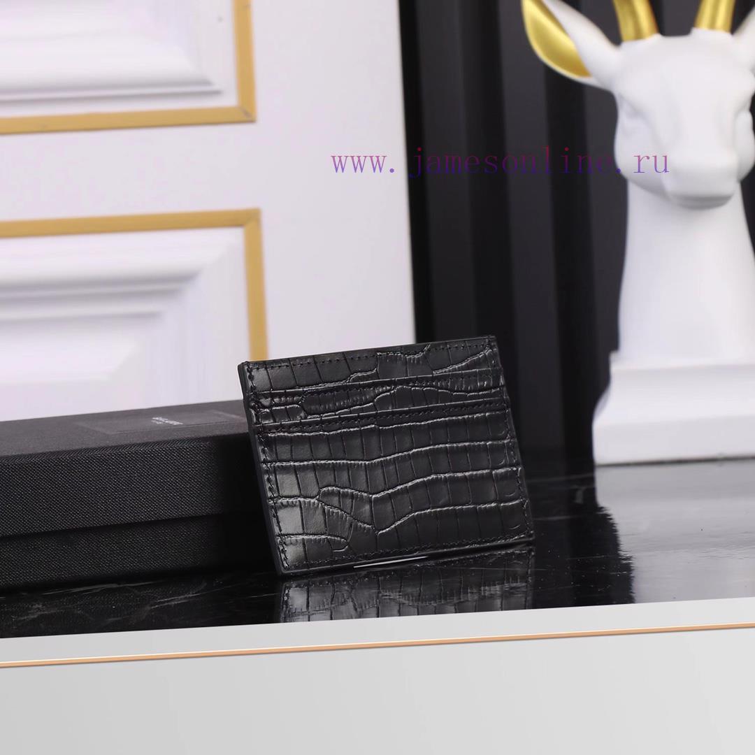 Yves Saint Laurent Bags SLoro Piana crocodile pattern card clip credit clip metal interlocking YSL standard, jacquar hgobh0ti - Image 3