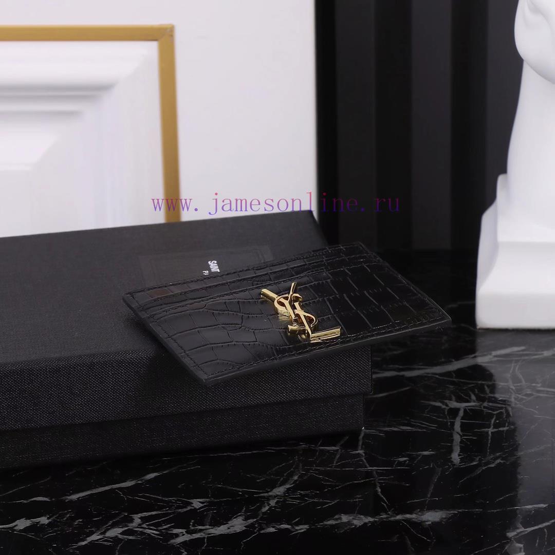 Yves Saint Laurent Bags SLoro Piana crocodile pattern card clip credit clip metal interlocking YSL standard, jacquar hgobh0ti - Image 7
