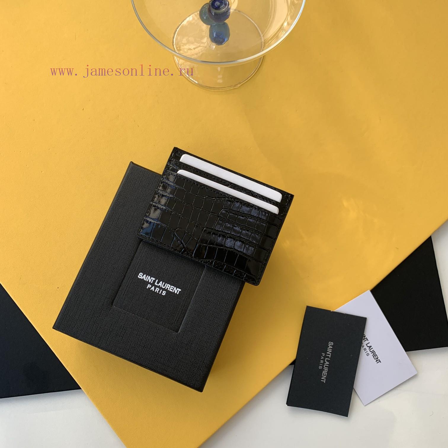 Yves Saint Laurent Bags SLoro Piana crocodile pattern card clip credit clip metal interlocking YSL standard, jacquar ytq61fdz - Image 3