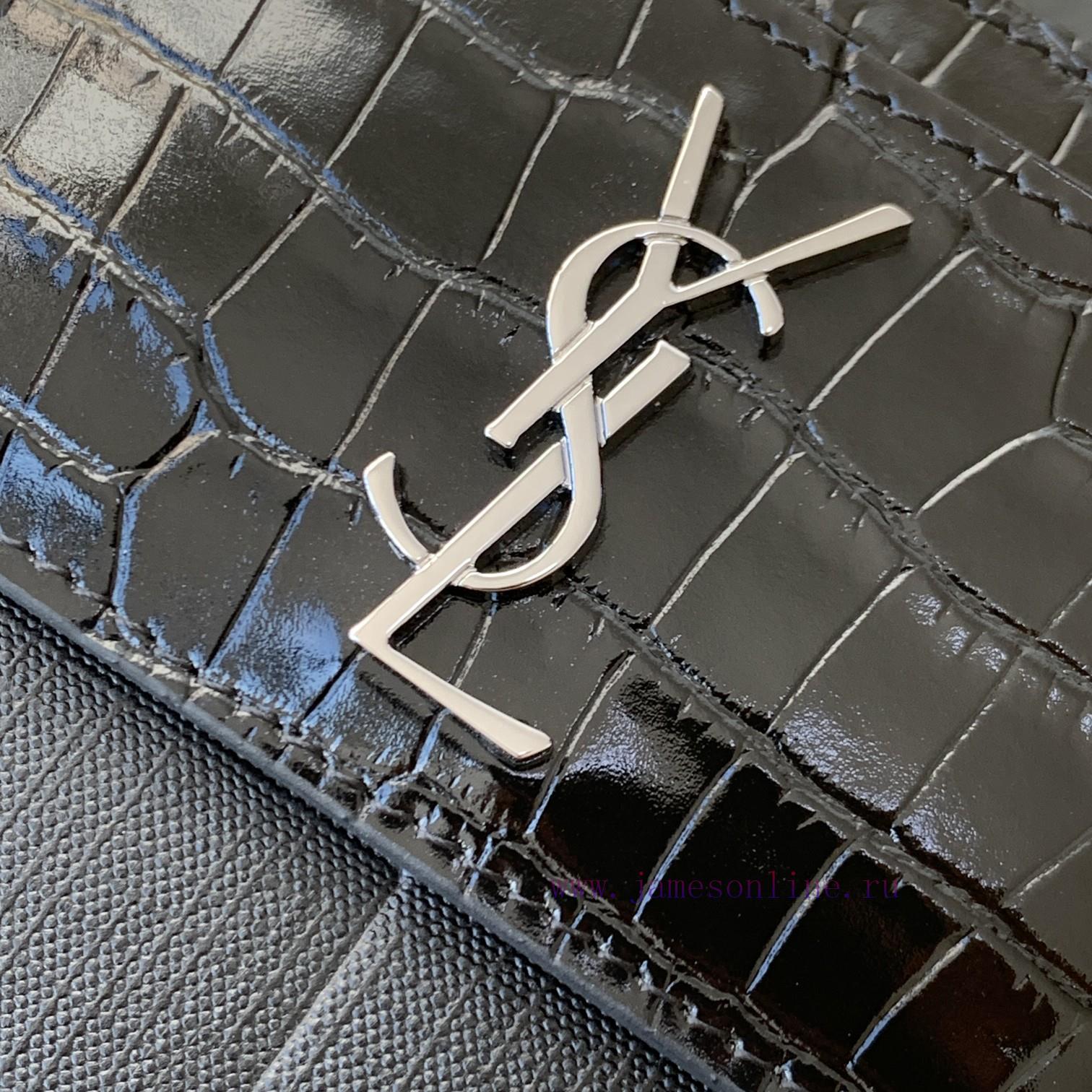 Yves Saint Laurent Bags SLoro Piana crocodile pattern card clip credit clip metal interlocking YSL standard, jacquar ytq61fdz - Image 4