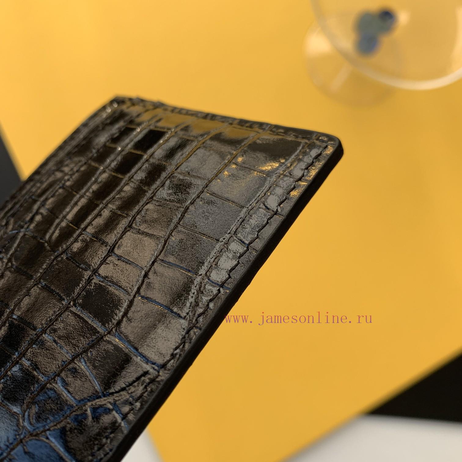 Yves Saint Laurent Bags SLoro Piana crocodile pattern card clip credit clip metal interlocking YSL standard, jacquar ytq61fdz - Image 6