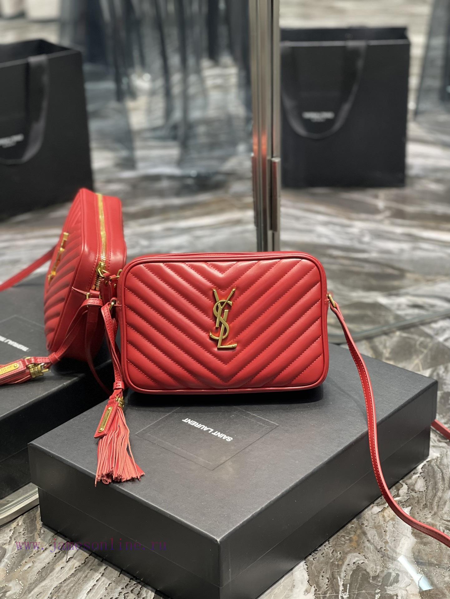 Yves Saint Laurent Bags 𝑳𝒐𝒖 Camera Bag - Big Red Gold BuckleTop imported Italian cowhide is matched with frosted lea i39tpzym - Image 2