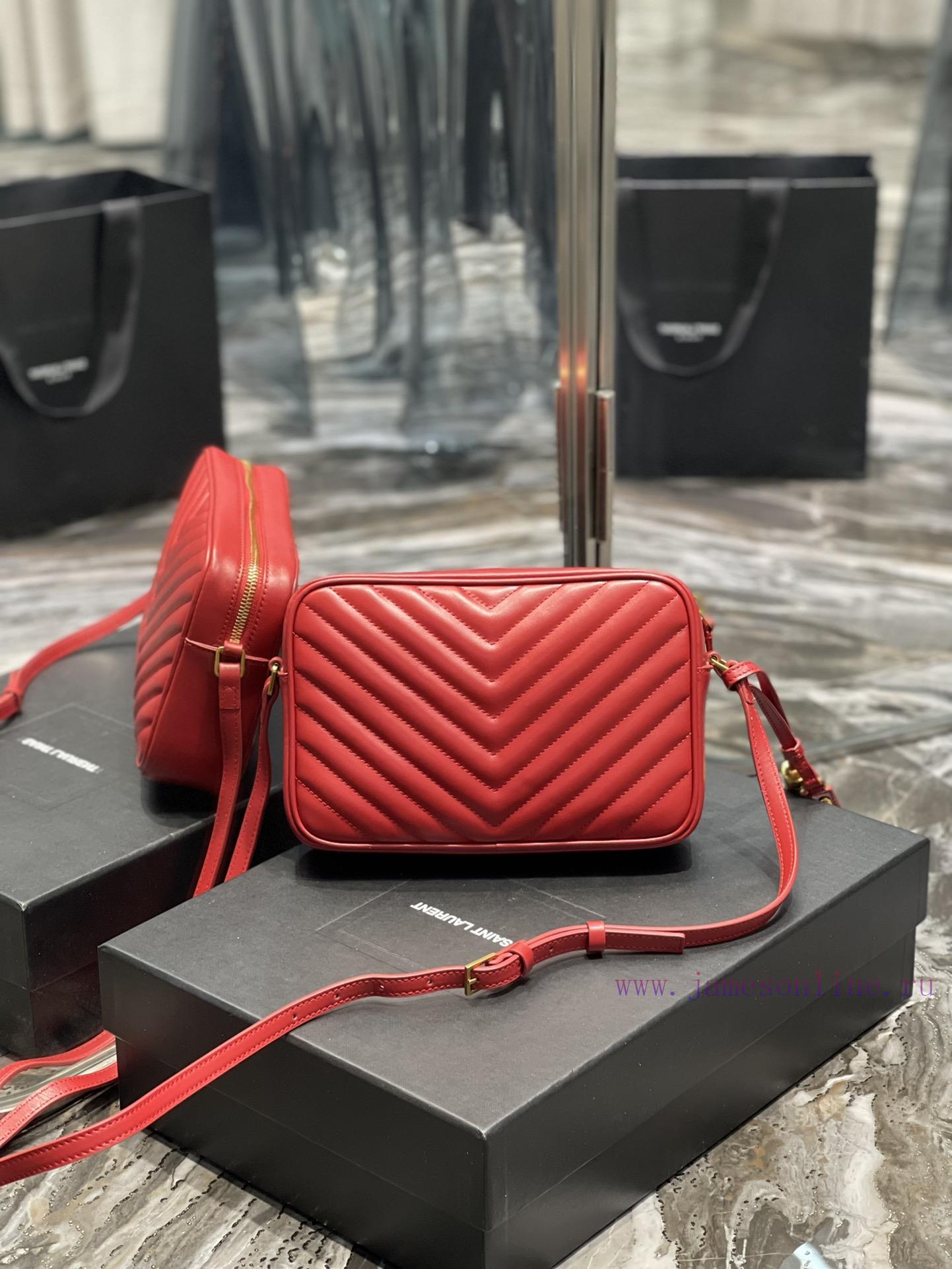 Yves Saint Laurent Bags 𝑳𝒐𝒖 Camera Bag - Big Red Gold BuckleTop imported Italian cowhide is matched with frosted lea i39tpzym - Image 8