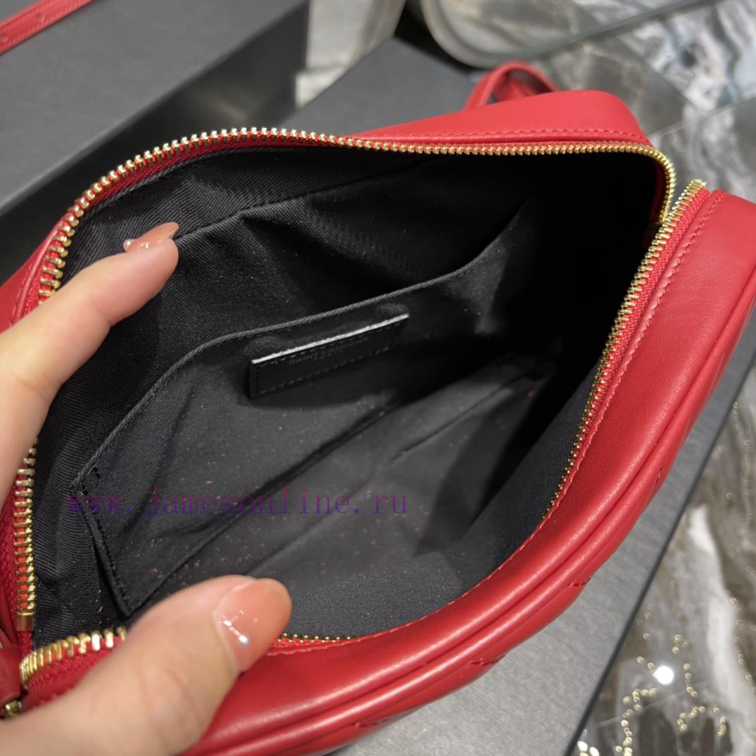 Yves Saint Laurent Bags 𝑳𝒐𝒖 Camera Bag - Big Red Gold BuckleTop imported Italian cowhide is matched with frosted lea i39tpzym - Image 10